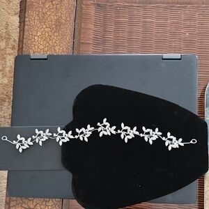 Elegant Silver Floral Bracelet OR Headband For Wedding Or formal Occasion